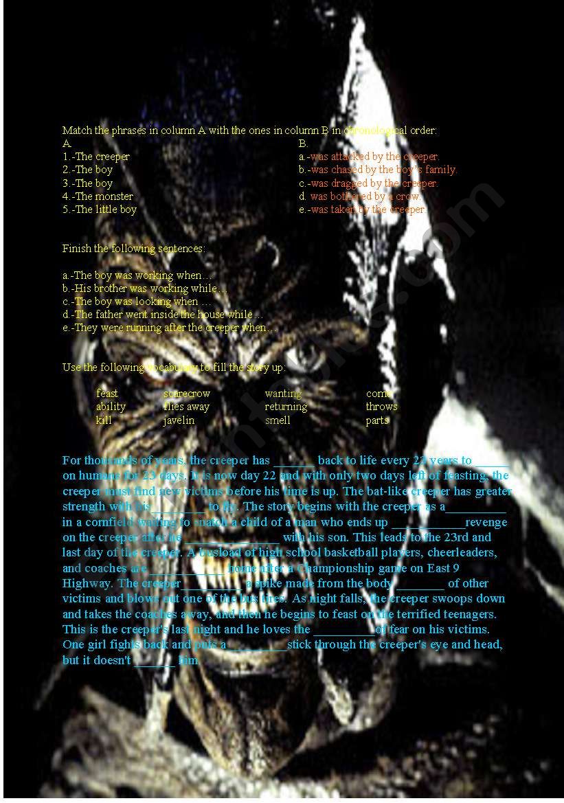 Jeeper`s creepers worksheet